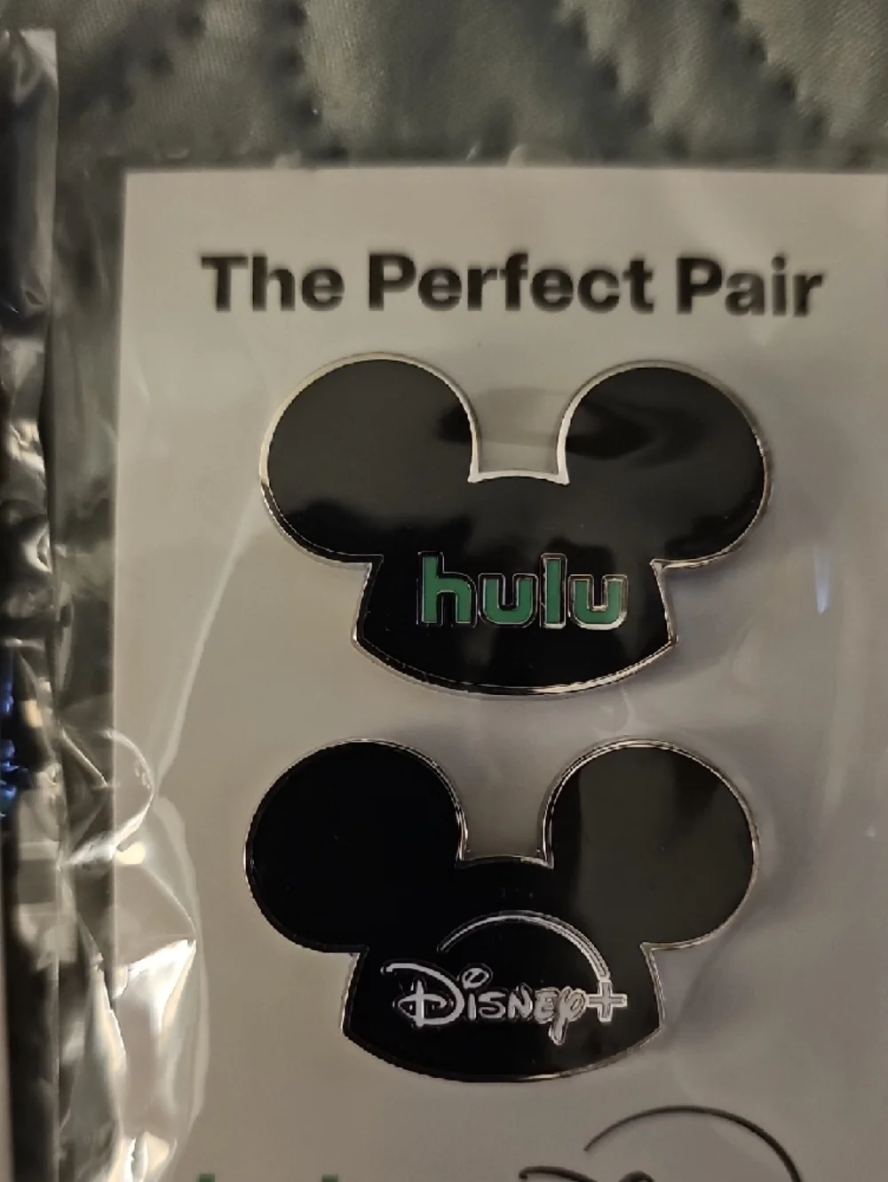 Disney Black Mickey Hulu & Disney+ Enamel Pin Pair